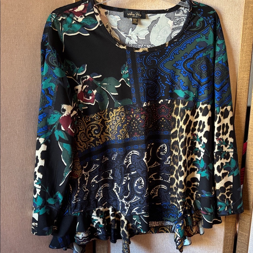 FINAL MARKDOWN Melissa Paige multi patterned Patterned Blouse petite medium
